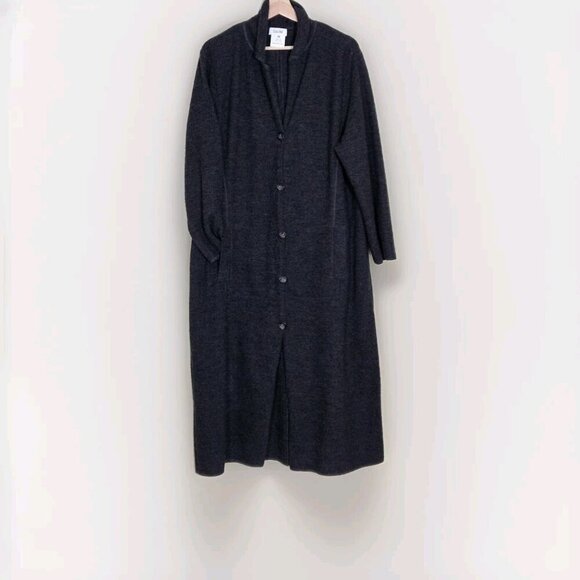 Laurel Cardigan Women 36 Gray Long Buttons LS Virgin Wool Luxury Timeless Pocket - Picture 1 of 13